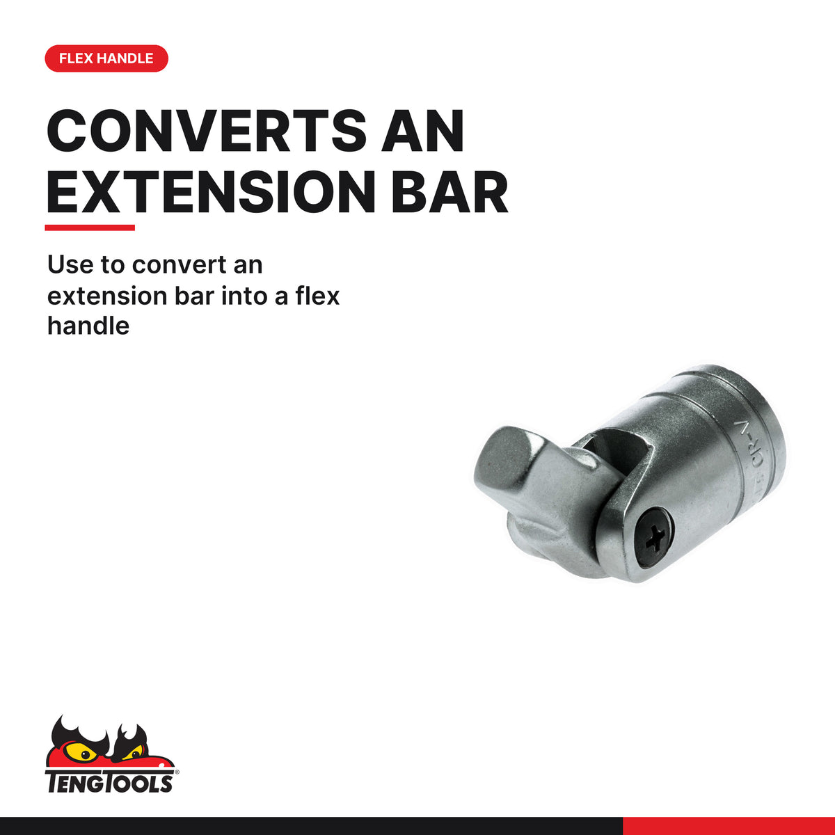 Teng Tools M120080-C 1/2 Inch Drive Flex Head Adapter, 1/2 Universal, use to convert an extension bar into a flex handle