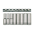 Teng Tools M1207 1/2" Deep Socket Clip Rail Set 12 pt 8 Pieces on a white background