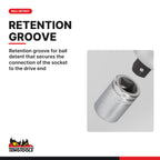 Teng Tools M120718-C 1/2" TX-E Socket E18, retention groove for ball detent that secures the connection of the socket to the