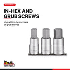 Teng Tools M1209AF 1/2" Hex Bit Socket Clip Rail Set AF 9 Pieces, use with in-hex screws or grub screws