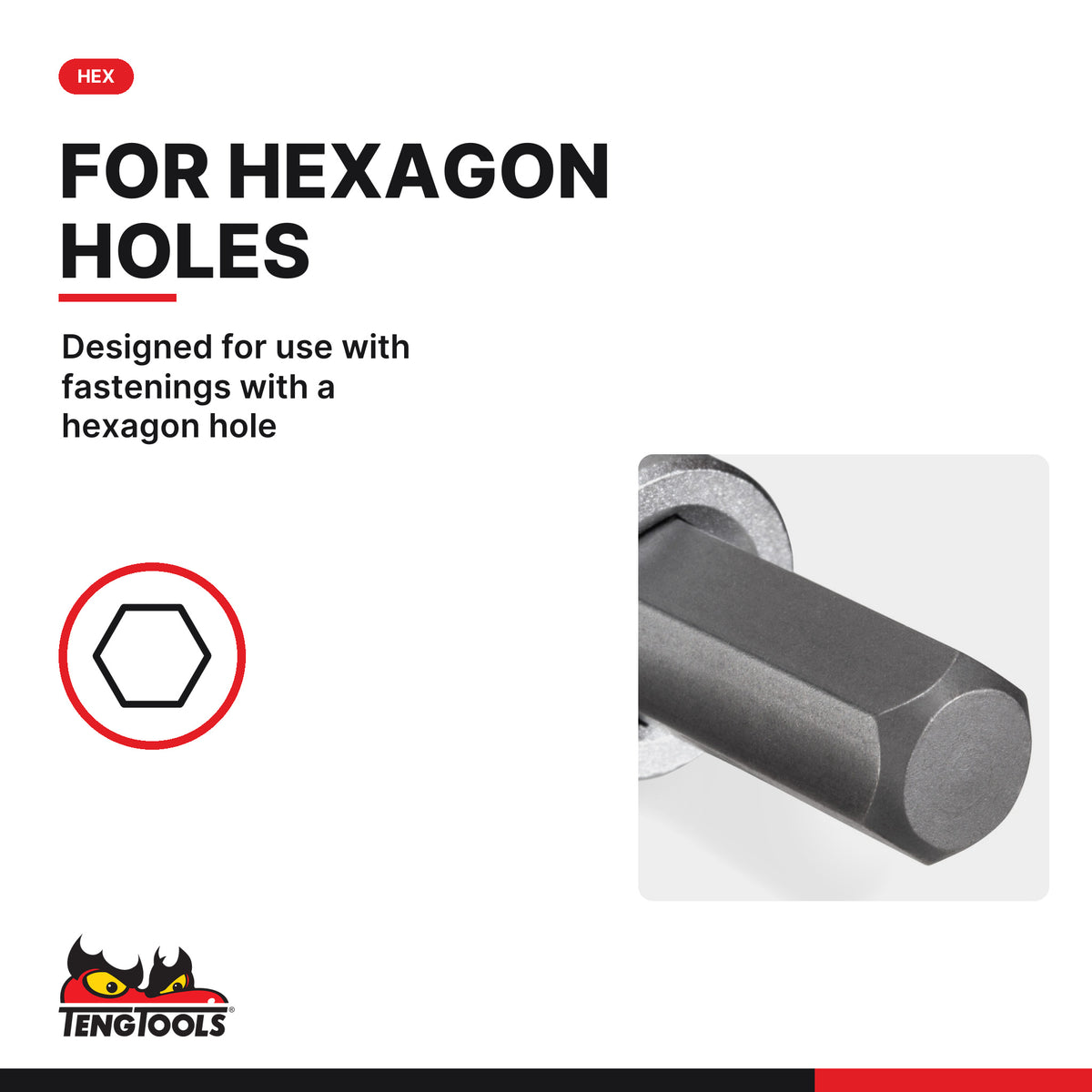 Teng Tools M121118-C 1/2 Inch Drive SAE Imperial Hex Bit Socket, designed for use with fastenings with a hexagon hole