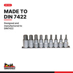 Teng Tools M1212 1/2" Hex Bit Socket Clip Rail Set 9 Pieces, designed and manufactured to DIN7422