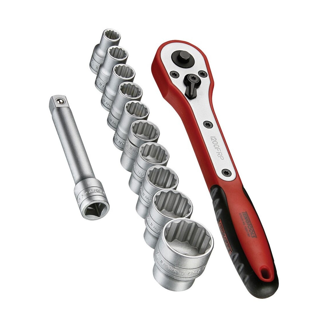 Teng Tools M1212N1 1/2" Socket Set 12 pt 12 Pieces on a white background