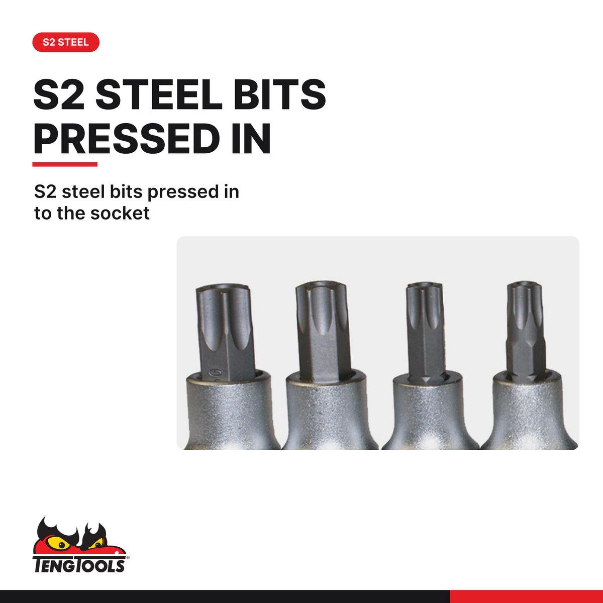 Teng Tools M1213TPX 9 Piece 1/2 Inch Drive TPX Bit Socket Set (TPX20, S2 steel bits pressed in to the socket