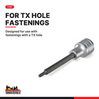 Teng Tools M122245T-C 1/2 Long TX Bit Socket TX45, designed for use with fastenings with a TX hole