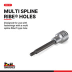 Teng Tools M122711-C 1/2 Long Ribe® Bit Socket 11, designed for use with fastenings with a multi spline Ribe® type hole