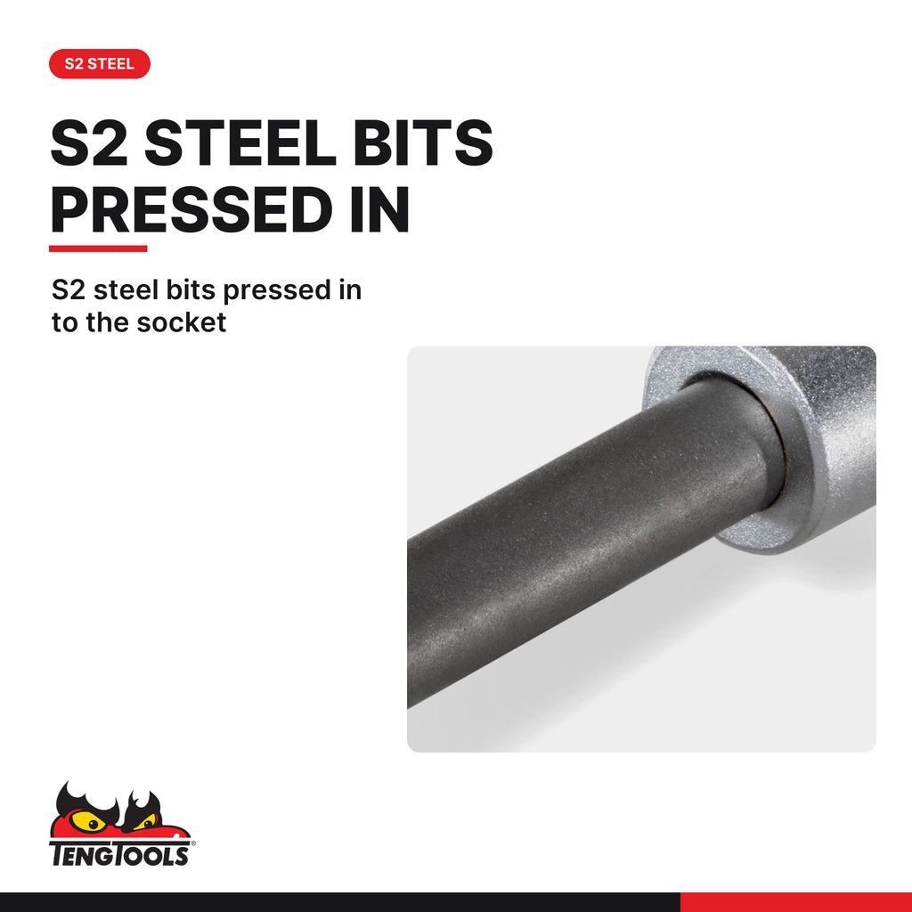 Teng Tools M122805-C XZN Triple Square Spline 1/2 Inch Drive Chrome, S2 steel bits pressed in to the socket
