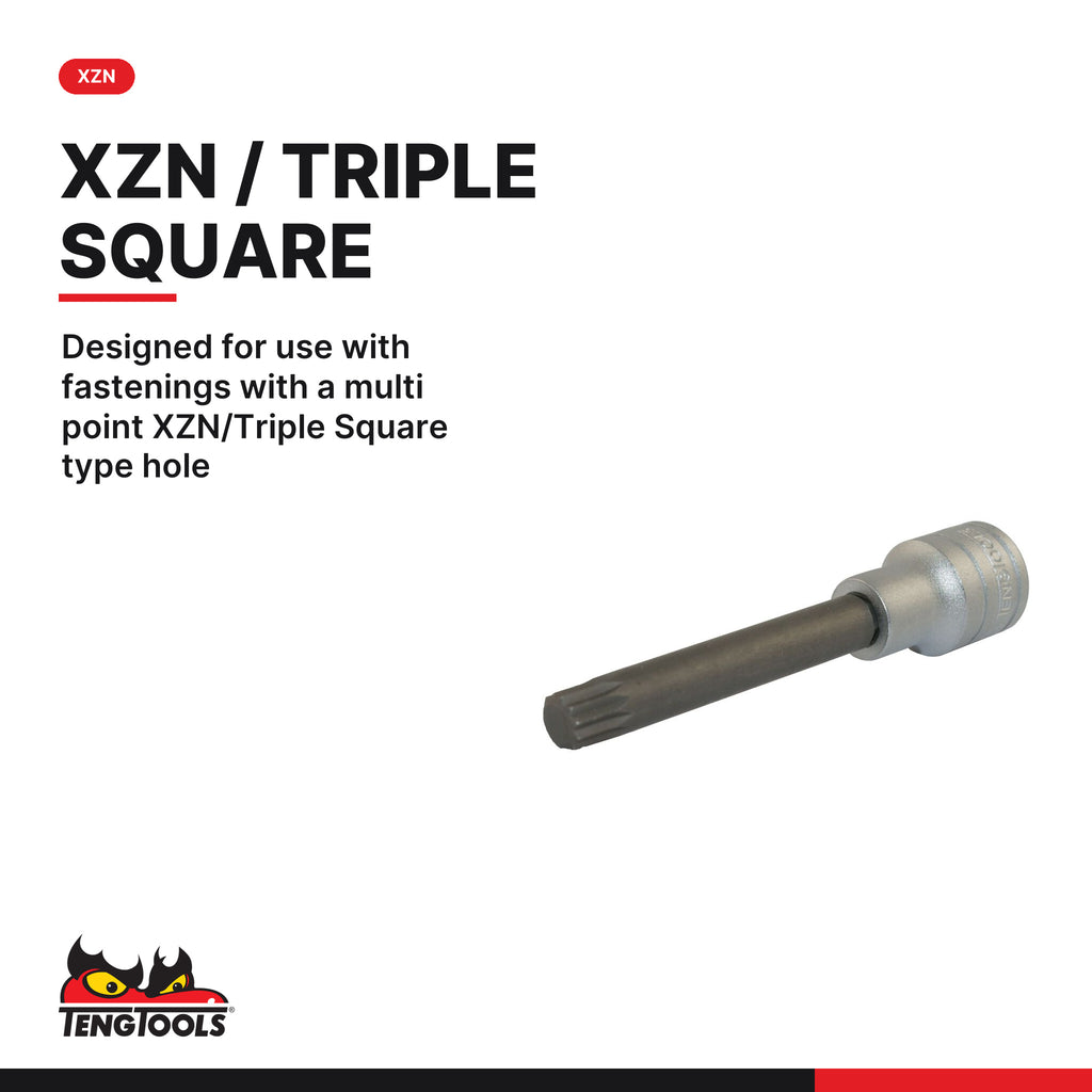 Teng Tools M122816-C 1/2 Inch Drive Long XZN Triple Square Bit Socket, designed for use with fastenings with a multi point