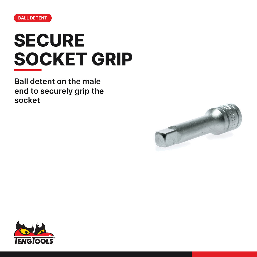 Teng Tools M140020-C 1/4 Inch Drive Extension Bars, ball detent on the male end to securely grip the socket