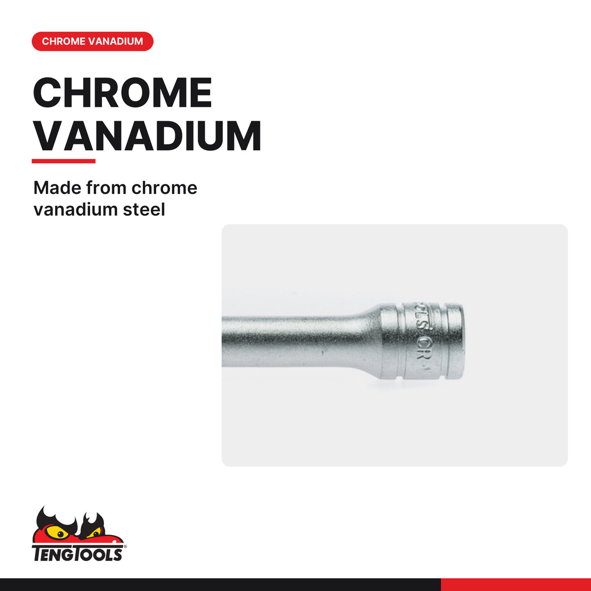Teng Tools M140022-C 1/4" Extension Bar 150mm, made from chrome vanadium steel