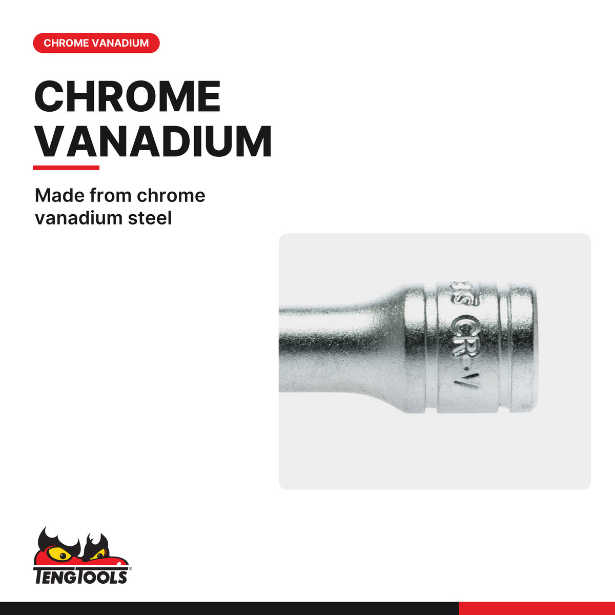 Teng Tools M140023-C 1/4" Extension Bar 75mm, made from chrome vanadium steel