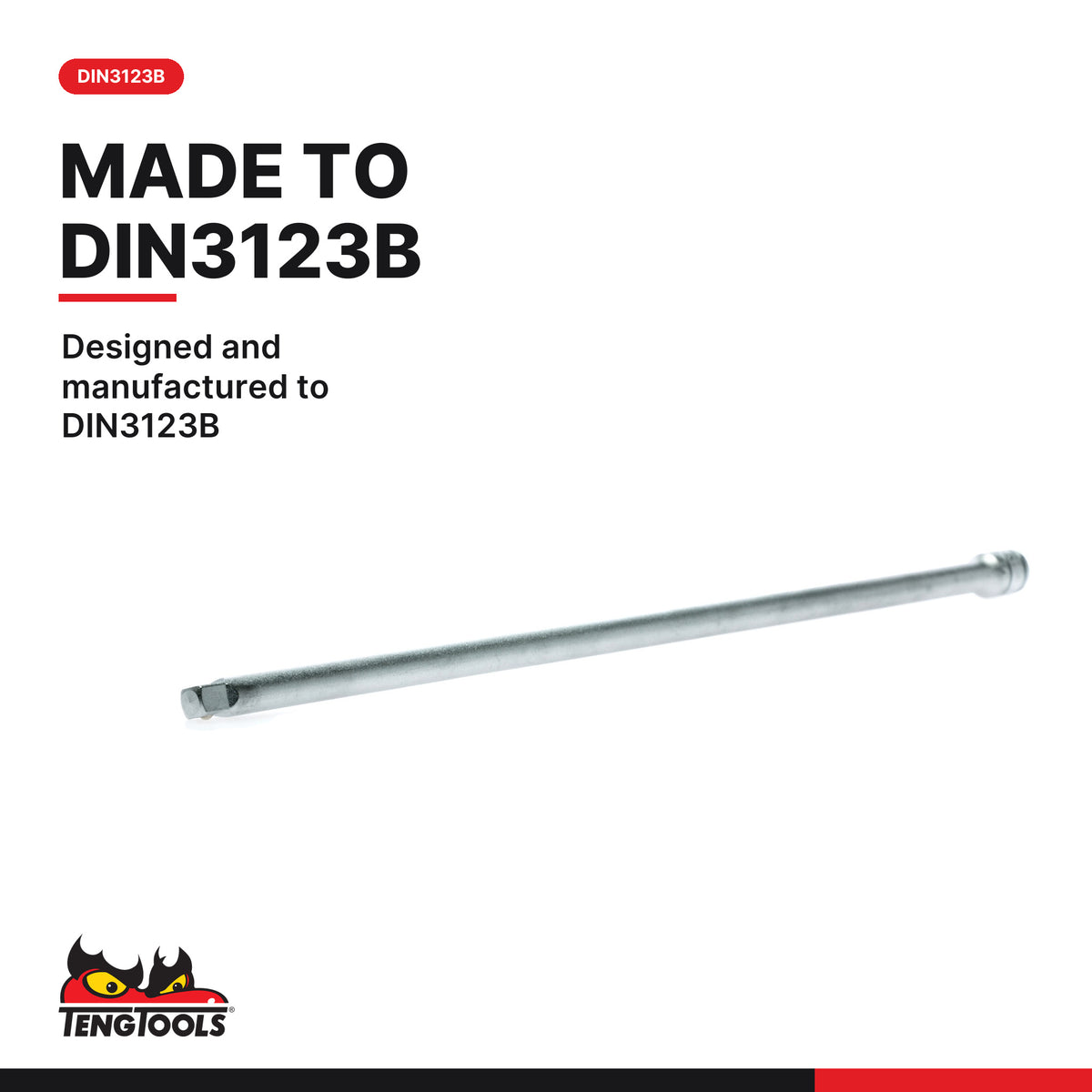 Teng Tools M140024-C 1/4 Inch Drive Extension Bar 305 mm (12 inch), designed and manufactured to DIN3123B