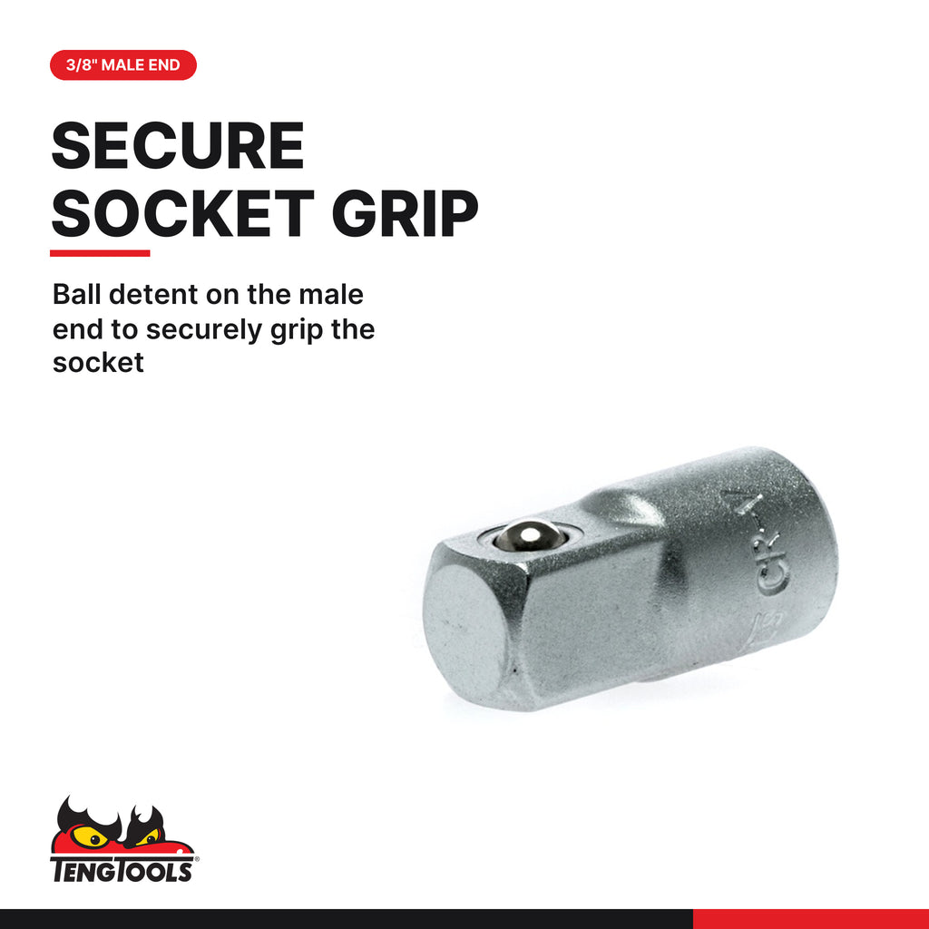 Teng Tools M140036-C 1/4 Inch Drive 1/4 Inch Drive Female: 3/8 Inch, ball detent on the male end to securely grip the socket