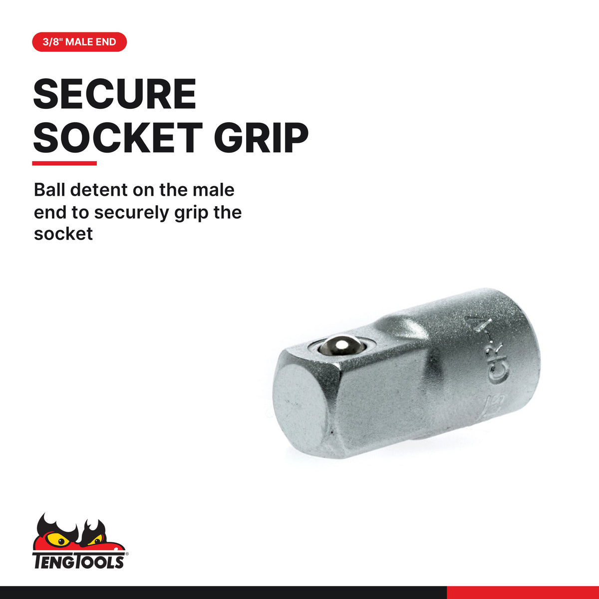 Teng Tools M140036-C 1/4 Inch Drive 1/4 Inch Drive Female: 3/8 Inch, ball detent on the male end to securely grip the socket
