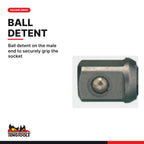 Teng Tools M140037 1/4 Inch Hex to 1/4 Inch Square Drive Socket, ball detent on the male end to securely grip the socket