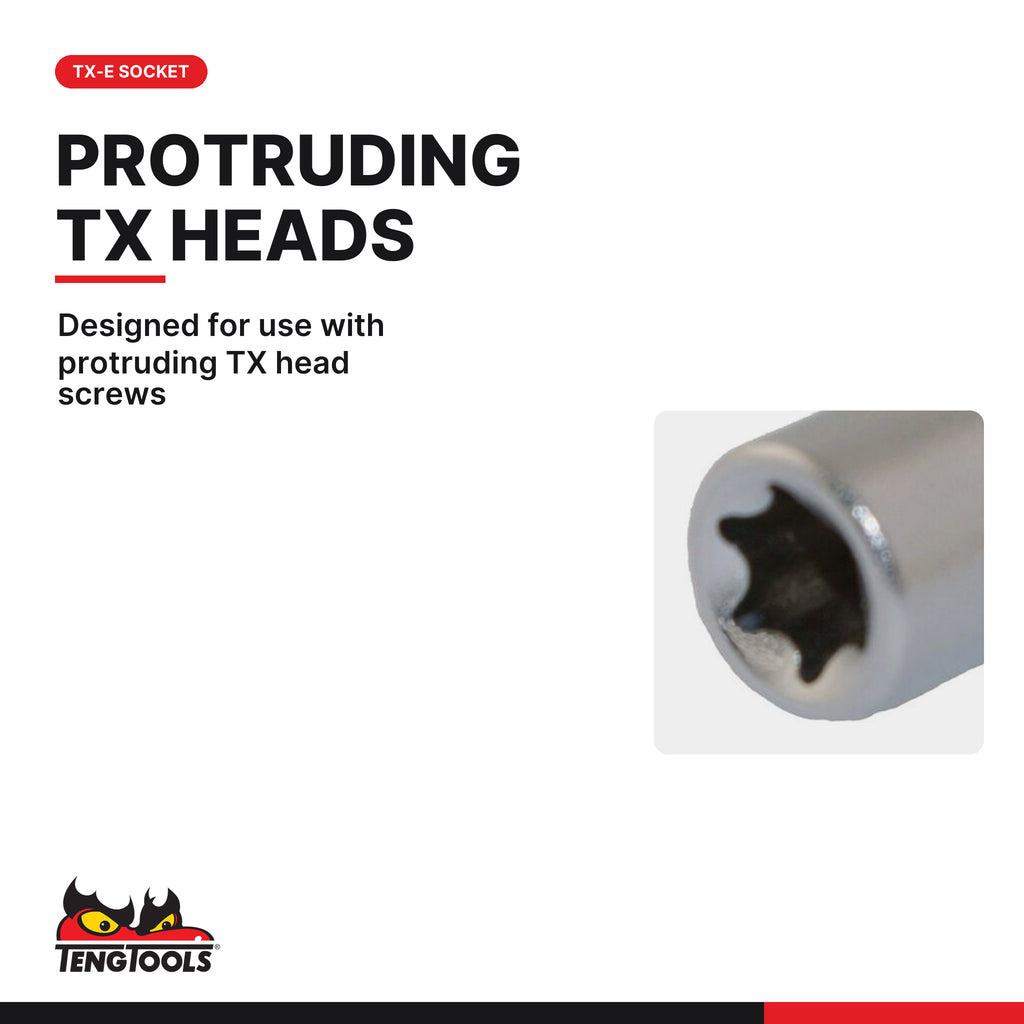 Teng Tools M140705-C 1/4 Drive TX-E Socket E5, designed for use with protruding TX head screws