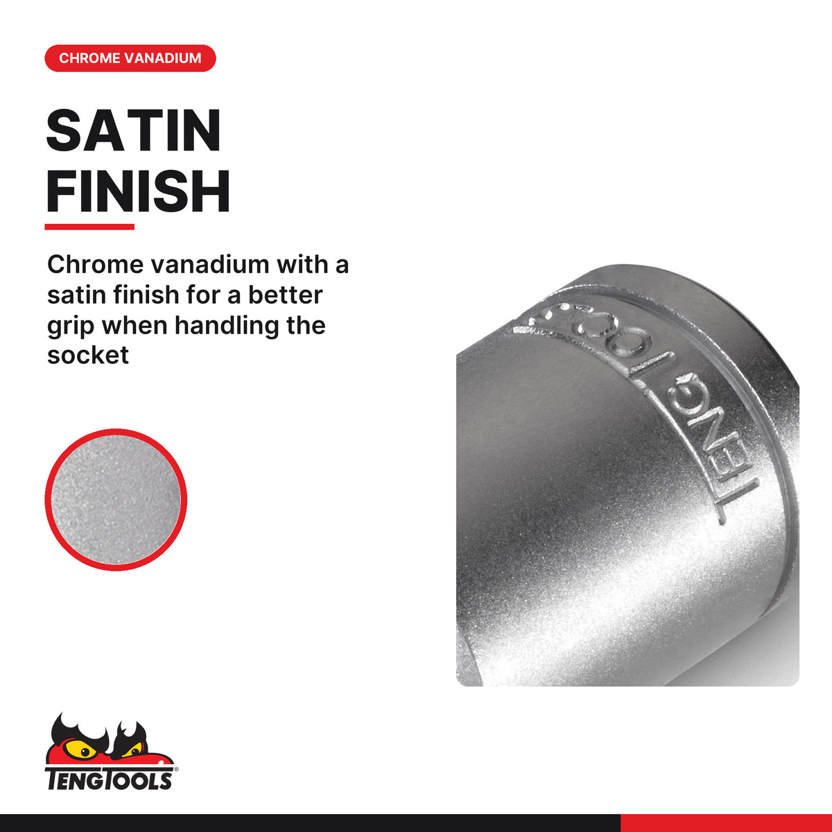 Teng Tools M140708-C 1/4 Inch Drive E8 E-Torx Socket, Small TX-E, chrome vanadium with a satin finish for a better grip when