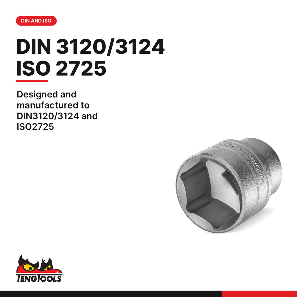 Teng Tools M1412 1/4" Socket Clip Rail Set 6 pt 12 Pieces, designed and manufactured to DIN3120/3124 and ISO2725