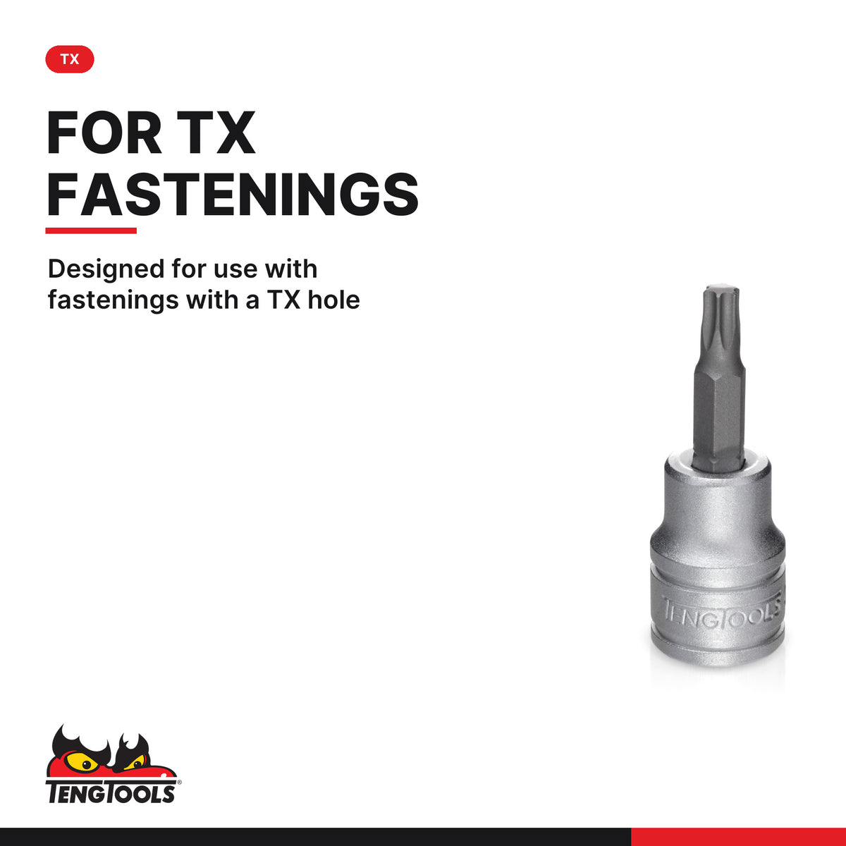 Teng Tools M141227T-C 1/4 Inch Drive Torx Bit Socket TX27, 15 mm (0.6, designed for use with fastenings with a TX hole