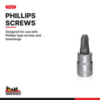 Teng Tools M141303-C 1/4 Inch Drive PH3 Phillips Bit Socket, 15 mm (0.6, designed for use with Phillips type screws and