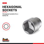 Teng Tools M1413N1 1/4" Socket Set 6 pt 13 Pieces, hexagonal sockets for a better fit