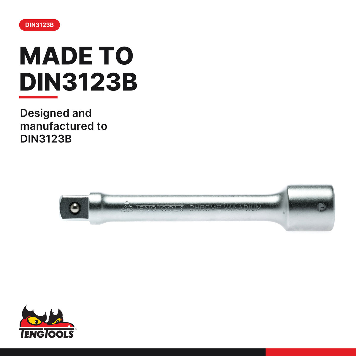 Teng Tools M340021-C 3/4 Inch Drive Extension Bar 200 mm (7.9 inch), designed and manufactured to DIN3123B