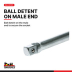 Teng Tools M340022-C 3/4 Inch Drive Extension Bar 400 mm (15.7 inch), ball detent on the male end to secure the socket