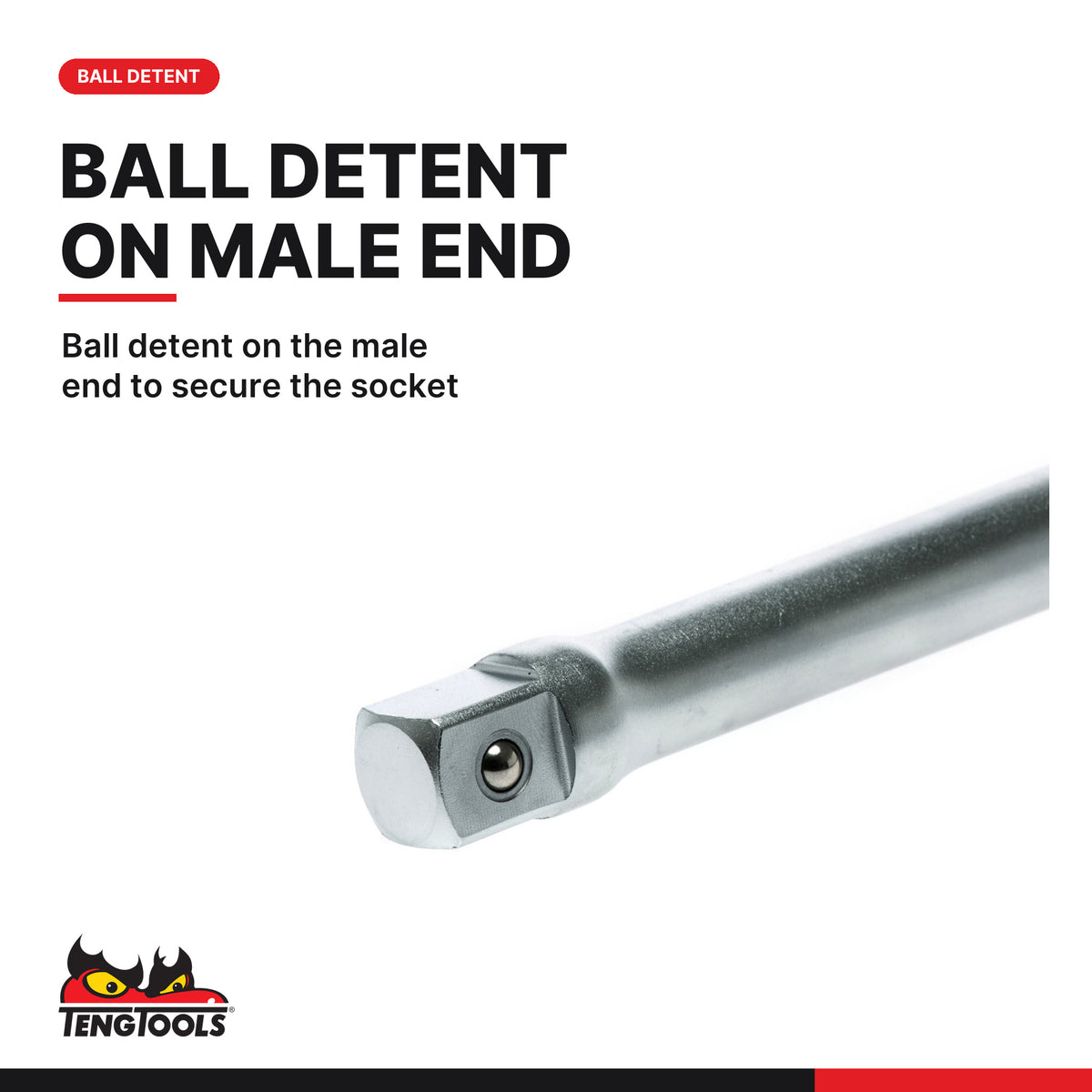 Teng Tools M340022-C 3/4 Inch Drive Extension Bar 400 mm (15.7 inch), ball detent on the male end to secure the socket