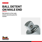 Teng Tools M340030-C 3/4 Inch Drive Universal Joint, Angled Drive, ball detent on the male end to securely grip the socket