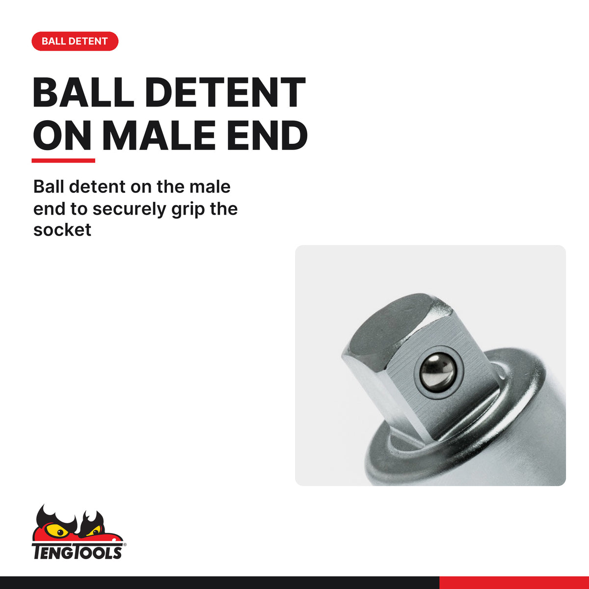Teng Tools M340030-C 3/4 Inch Drive Universal Joint, Angled Drive, ball detent on the male end to securely grip the socket