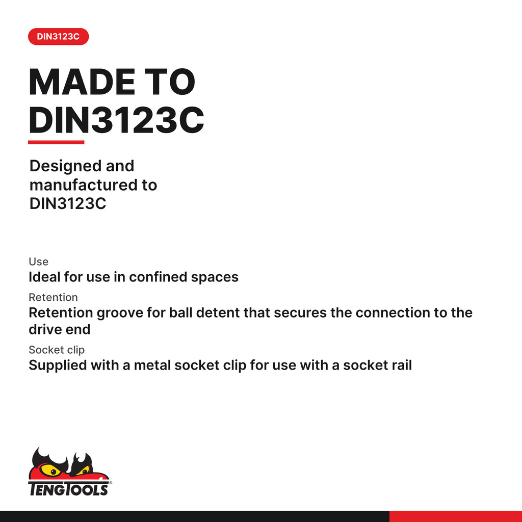 Teng Tools M380030-C 3/8 Inch Drive Universal Joint, 3/8 Universal, designed and manufactured to DIN3123C