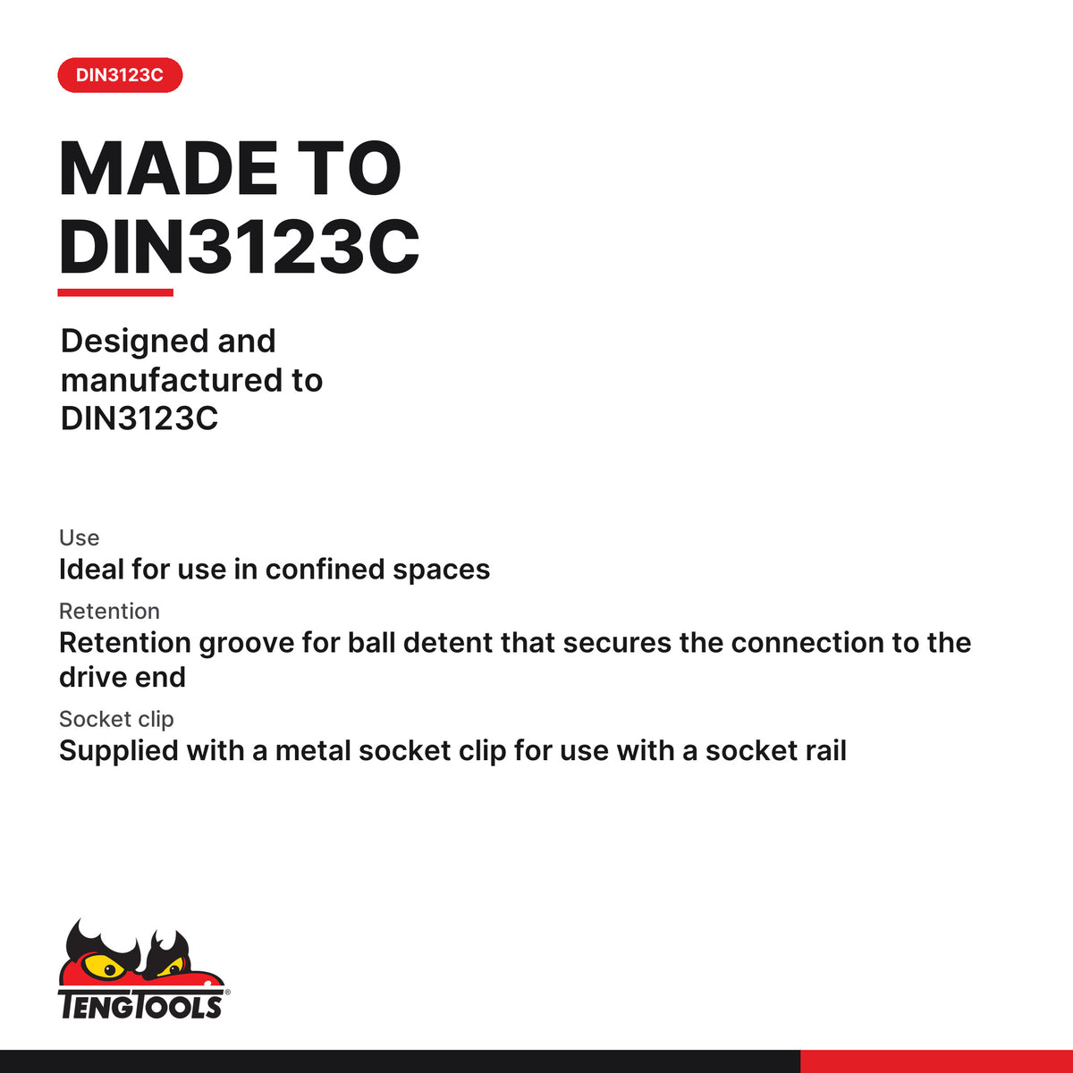 Teng Tools M380030-C 3/8 Inch Drive Universal Joint, 3/8 Universal, designed and manufactured to DIN3123C