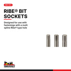Teng Tools M3806 3/8" Long Ribe® Bit Socket Clip Rail Set 6 Pieces, designed for use with fastenings with a multi spline