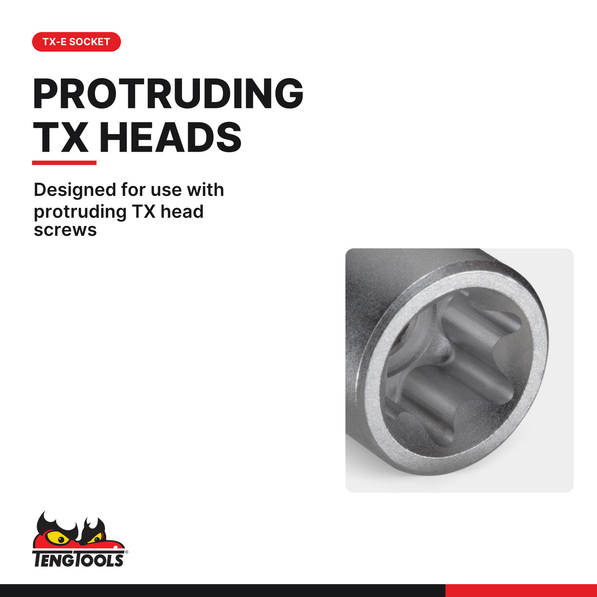 Teng Tools M380710-C 3/8 Drive External Torx Socket, designed for use with protruding TX head screws