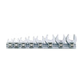 Teng Tools M3808MM 3/8" Crow Foot Wrench Clip Rail Set 8 Pieces on a white background