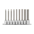 Teng Tools M3809 3/8" Long Hex Bit Socket Clip Rail Set 9 Pieces on a white background