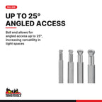 Teng Tools M3809HBN 3/8" ball point long hex bit socket clip rail set 9, ball end allows for angled access up to 25°