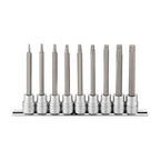 Teng Tools M3809TX 3/8" Long TX Bit Socket Clip Rail Set 9 Pieces on a white background