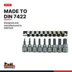 Teng Tools M3812 3/8" Hex Bit Socket Clip Rail Set 9 Pieces, designed and manufactured to DIN7422