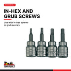 Teng Tools M3812 3/8" Hex Bit Socket Clip Rail Set 9 Pieces, use with in-hex screws or grub screws