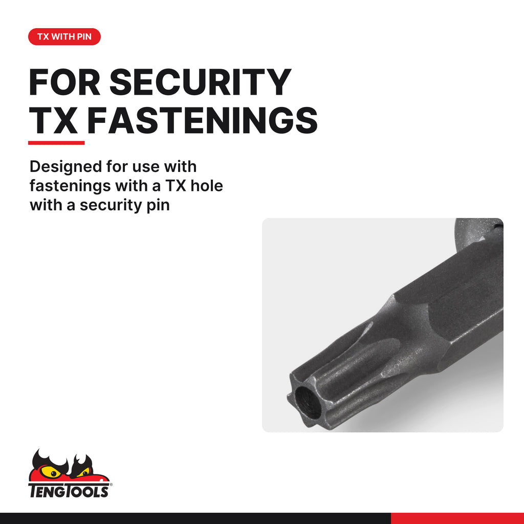 Teng Tools M381210-C 3/8 Inch Drive Tamper Proof Torx TPX Chrome, designed for use with fastenings with a TX hole with a