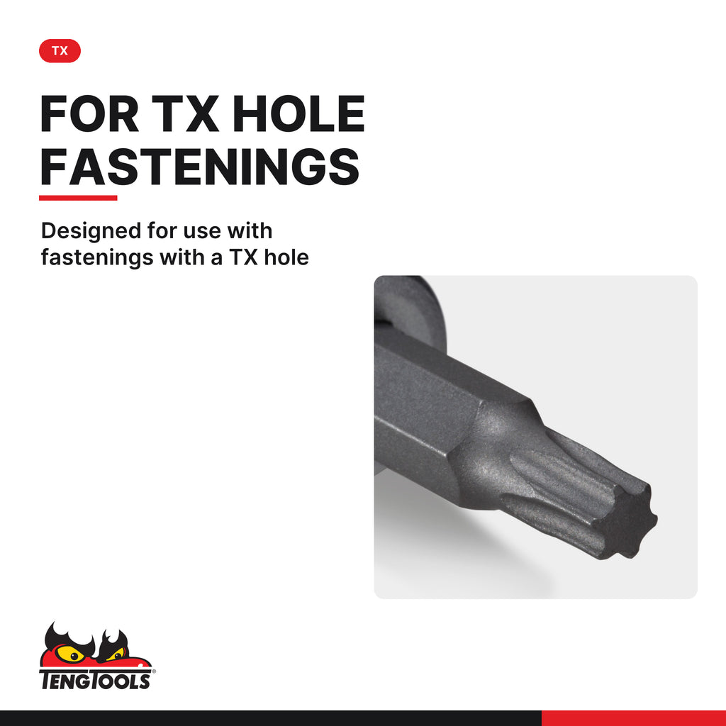 Teng Tools M381210T-C 3/8 Inch Drive Torx Bit Socket TX10, 23 mm (0.9, designed for use with fastenings with a TX hole