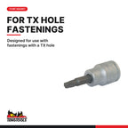 Teng Tools M381227T-C 3/8" TX Bit Socket TX27, designed for use with fastenings with a TX hole