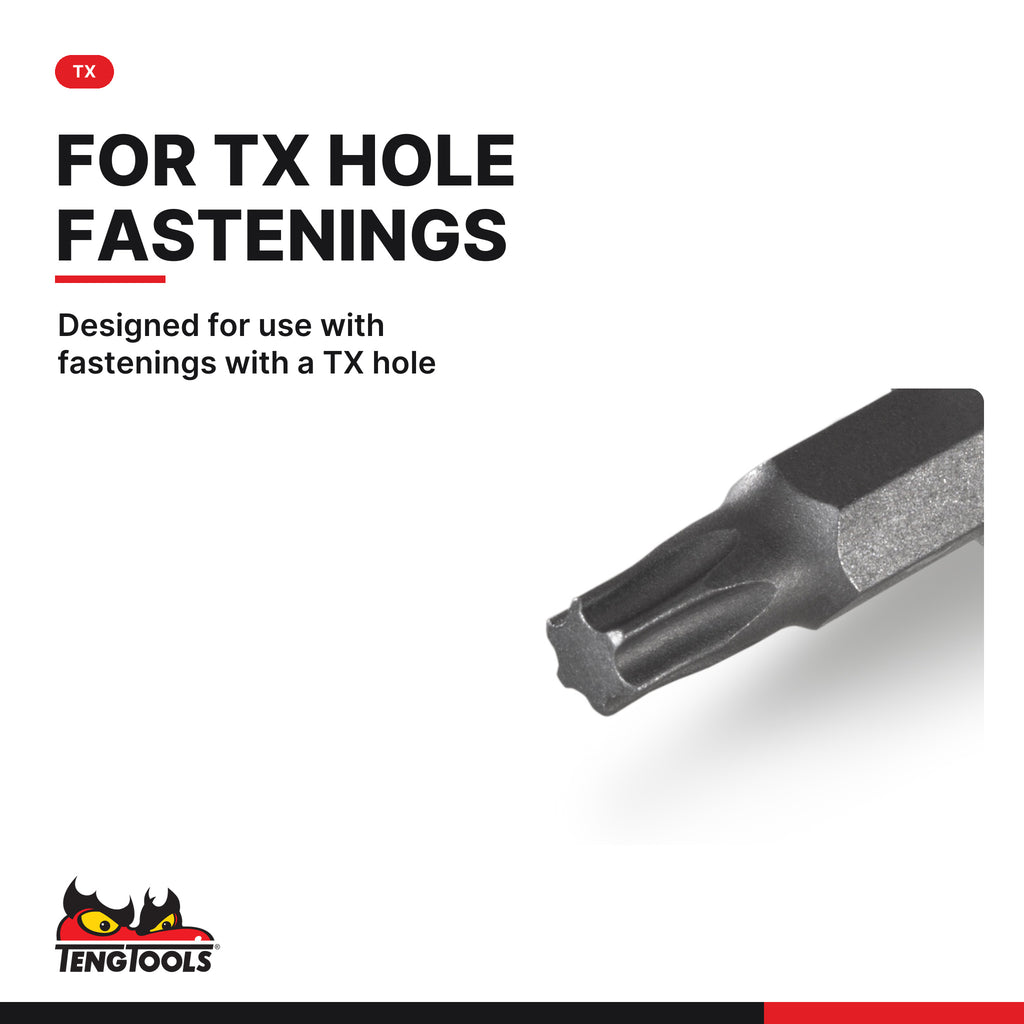 Teng Tools M381230T-C 3/8" TX Bit Socket TX30, designed for use with fastenings with a TX hole