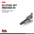 Teng Tools M381230T-C 3/8" TX Bit Socket TX30, S2 steel bits pressed in to the socket