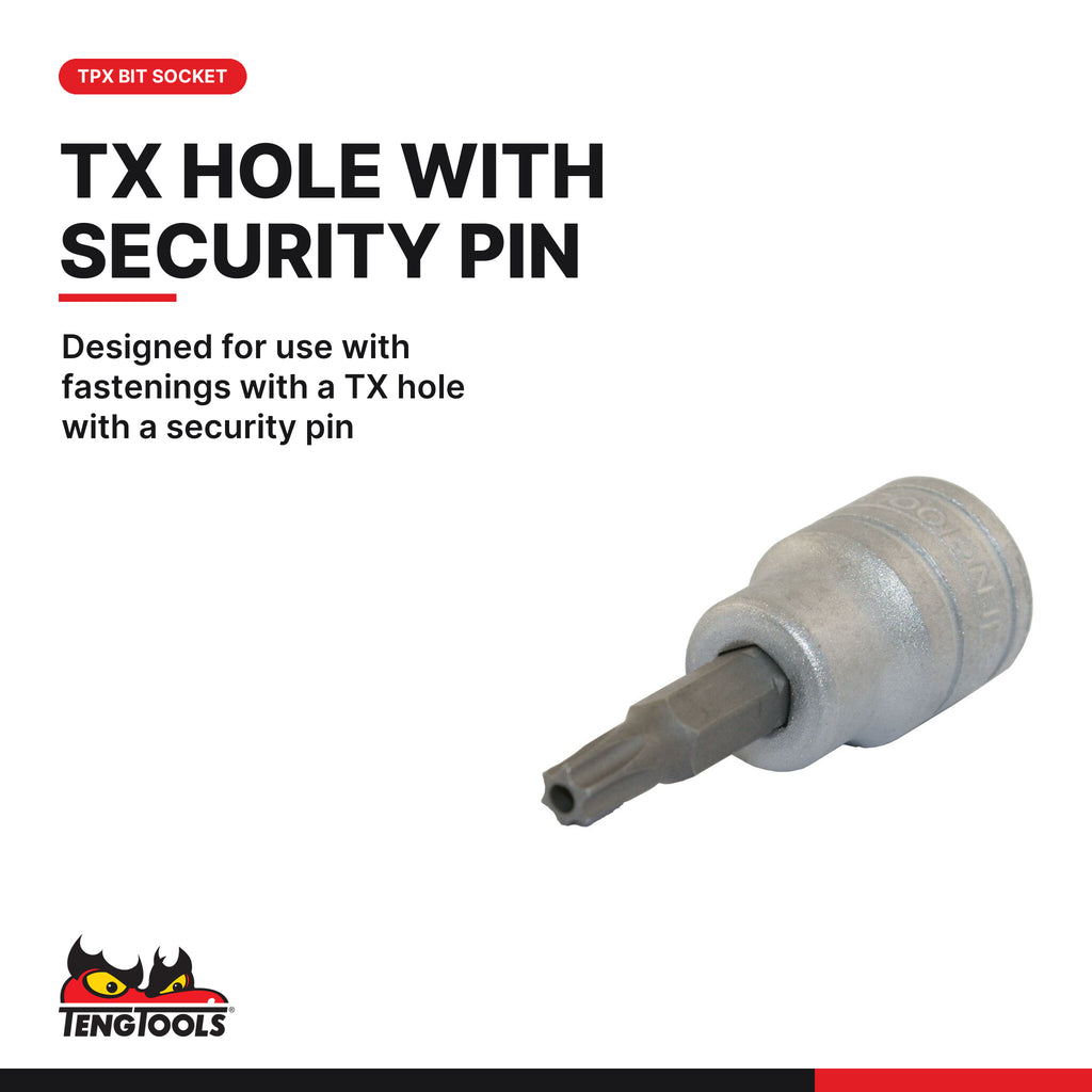 Teng Tools M381240-C 3/8 Inch Drive TPX40 Torx Plus Bit Socket, designed for use with fastenings with a TX hole with a
