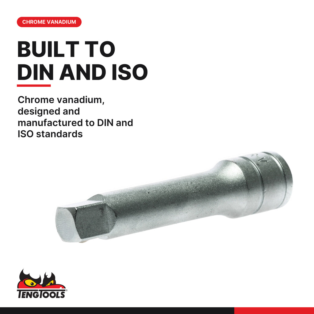 Teng Tools M3812N1 3/8" Socket Set 6 pt 12 Pieces, chrome vanadium, designed and manufactured to DIN and ISO standards