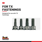 Teng Tools M3813TX 9 Piece 3/8 Inch Drive Torx Bit Socket Set with Clip, designed for use with TX fastenings