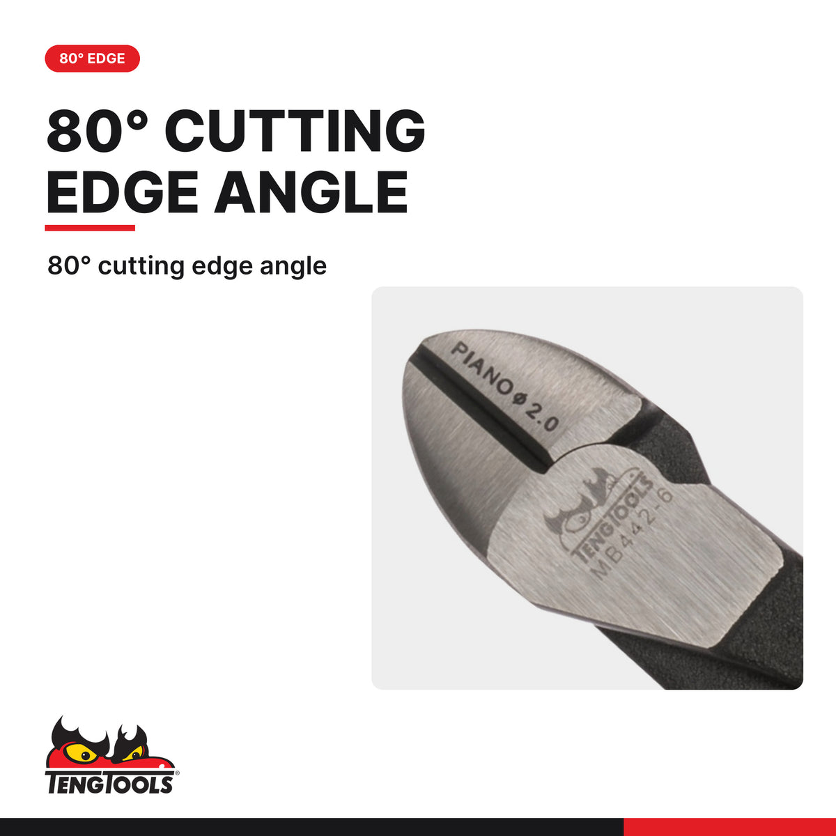 Teng Tools MB442-6 160-200mm Heavy Duty Side Cutting Pliers CrMo Steel, 80° cutting edge angle