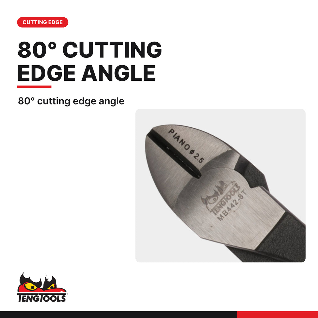 Teng Tools MB442-8T 200 mm Heavy Duty Side Cutting Pliers, 80° cutting edge angle